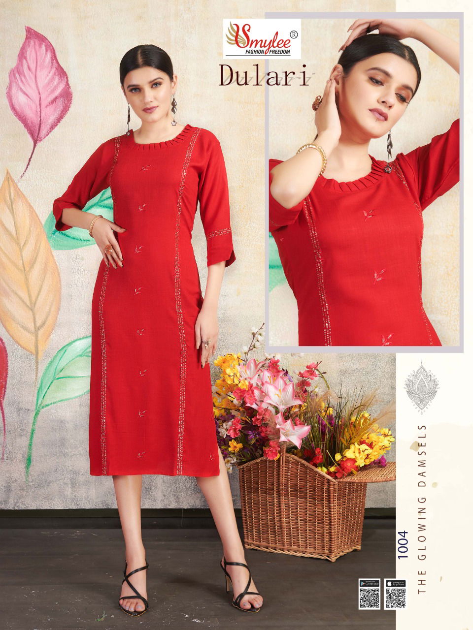 Smylee Dulari heavy Rayon Designer Kurti Regular Wear Reyon Kurtis Collections Available in wholesale price